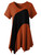 LARACE Plus Size Tops for Women V Neck Summer Shirt Short Sleeve Blouses Patchwork Tunics(DarkOrange/Black,1X)