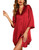 Ekouaer Women's Nightgown Satin Sleep Shirt Button Down Nightshirt 3/4 Sleeve Pajama Dress V Neck Boyfriend Sleepwear Red