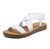 DREAM PAIRS Womens Open Toe Elastic Cross Ankle Strap Fashion Summer Flat Sandal, White-18.5 (Elena-1)