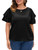 ZOMVA Women's 2023 Plus Size Satin Blouse Short Ruffle Sleeves Silk Top Dressy Shirt Office Elegant, Black, 1X