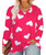 CARCOS Plus Size Tops for Women 3X Valentine Long Sleeve T Shirts V Neck Hot Pink Blouses Heart Print Pullover Tunics for Fall 3XL 22W 24W