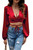 LYANER Women's Satin Wrap V Neck Criss Cross Tie Long Sleeve Crop Top Wine Red Medium