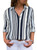 Eytino Women Plus Size V Neck Striped Button Down Long Roll Up Sleeve Loose Casual Blouses Shirts Tops,3X White