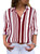 Eytino Women Plus Size Shirts Striped Roll Up Long Sleeve V Neck Button Down Casual Oversized Blouses Tops,1X Red