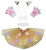Petitebella Cat Headband Bowtie Tail Gloves Led Tutu 5pc Girl Costume 1-10y (White-Gold, 5-10 year)