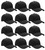 Wholesale Bulk Lot 12-Pack Baseball Cap Adjustable Size Plain Blank Solid Color (12-Pack Black)