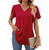 Funlingo Women's Summer Casual Tops V Neck Petal Short Sleeve Flowy Chiffon Blouses Dressy Shirts Red Large