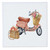 3dRose A Peach Color Scooter with Straw Purses of Flowers and Books - Quilt Squares (qs-378120-7)