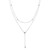 FLYOW 925 Sterling Silver Teardrop Double Layered Heart CZ Choker Y Lariat Necklace Birthday Gifts for Women