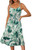 Soesdemo Summer Dresses for Women Sleeveless V Neck Spaghetti Strap A Line 2023 Fashion Sundresses Casual Green Leaves Print White Dress with Pockets for Wedding/Graduation/Spring/Beach