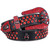 FIORETTO Men Women Rhinestone Belt Skull Leather Belt Western Bling Shining Diamond Cowgirl Cowboy Waist Belt for Jeans Pants Red M