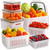 5 PCS Fruit Storage Containers for Fridge with Removable Colanders, 5 Plastic Food Storage Containers with 5 Lids, Leakproof Produce Containers Keep Fruits, Vegetables, Berry, Meat Fresh Longer