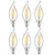 Sunlite 41651 LED Filament Flame Tip Chandelier Light Bulb, 4 Watts (40W Equivalent) 400 Lumens, Candelabra (E12) Base, Dimmable, Clear Glass Edison, UL Listed, 2700K Warm White, 6 Count