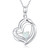 Cranmadia October Birthstone Opal Necklace for Women Sterling Silver Cubic Zirconia Double Heart Pendant Necklace Fashion Jewelry Birthday Gifts for Girls Mom Wife Her