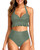 Tempt Me Army Green Women Two Piece High Waisted Bikini Sets Halter Push Up Swimsuits Tummy Control Bathing Suits L