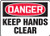 Accuform MEQM050VS Adhesive Vinyl Safety Sign, Legend"DANGER KEEP HANDS CLEAR", 10" Length x 14" Width x 0.004" Thickness, Red/Black on White