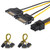 [2 Pack] J&D 2X SATA Power 15 Pin to 6 Pin PCIe Express Graphics Video Card Power Cable Adapter (8 Inch)