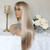 Aisom Bangs Long Straight Wig Mixed Brown and Blonde Color Ombre Wigs for Women Highlight Synthetic Wig