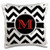 3D Rose Black and White Chevron Monogram red Initial M Pillow Case 16" x 16"