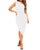 Rooscier Women's One Shoulder Sleeveless Ruched High Split Party Club Midi Dress White Medium Rooscier Women's One Shoulder Sleeveless Ruched High Split Party Club Midi Dress White Medium