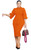 Ekaliy Women's Ruffle Sleeve Vintage Bodycon Peplum Business Formal Work Pencil Dress XXL Orange