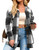 IN'VOLAND Women's Flannel Plaid Shacket Casual Button Down Long Sleeve Flannel Shirts Plus Size Black Fall Tartan Jacket 24W