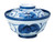 j-pure hitomi Japanese 6.14inch Diameter 25.9 Fl. oz. Porcelain Navy ivy Donburi, Ramen Noodle Soup Rice Bowl with Lid TR64310