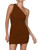 LYANER Women's Sexy One Shoulder Ruched Sleeveless Bodycon Mini Short Dress Brown Small