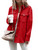 Cnkwei Shacket Jacket Women Button Down Shirt Jacket lightweight Casual Long Sleeve Solid Color Womens Shacket with Pockets Red