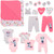 Disney Minnie Mouse Baby Girls 15 Piece Layette Set Coverall Bodysuit T-Shirt Pants 0-6 Months