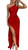 Memoriesea Women's Sexy One Shoulder Satin High Split Cocktail Wedding Party Maxi Dress Red