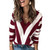 PRETTYGARDEN Women's Fashion Long Sleeve Striped Color Block Knitted Sweater Crew Neck Loose Pullover Jumper Tops (Striped Wine Red,Large)