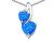Star K 8mm Heart Shape Blue Created Opal Double Hearts Pendant Necklace Sterling Silver