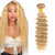P27/613 Bundles Human Hair Blonde Deep Wave Human Hair Bundles 22 Inch Brazilian Unprocessed Virgin Hair 1 Bundle Two Tone #27 Honey Blonde Mixed With #613 Blonde Bundles Remy Human Hair Extensions