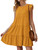KIRUNDO Women's Casual Dresses 2023 Summer Sleeveless Ruffle Sleeve Round Neck Loose Short Flowy Tiered Pleated Mini Dresses, Dark Yellow, Large KIRUNDO Women's Casual Dresses 2023 Summer Sleeveless Ruffle Sleeve Round Neck Loose Short Flowy Tiered Pleated Mini Dresses, Dark Yellow, Large