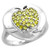 Sterling Silver Citrine Cubic Zirconia Apple Ring Heart Background Micro Pave, 5/8 inch wide, size 6