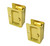 QCAA Premium Quality Solid Brass Rectangular Pocket Sliding Door Pull, Passage Function, 3-1/4''X2-1/4'', Polish Brass, 2 Pack, Made in Taiwan