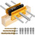 Kolvoii Self Centering Doweling Jig, Wide Capacity Dowel Jig for Straight Holes, Adjustable Width Woodworking Locator Joints Set with 3 Size High Speed Steel Drill Bits, 6 Bushings(Gold)