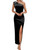 MEROKEETY Women's One Shoulder Velvet Maxi Dress Sleeveless Ruched Bodycon Slit Formal Wedding Guest Dresses, Black, Small
