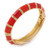Avalaya Fire Red/Carrot Enamel Hinged Bangle Bracelet In Gold Plating - 19cm L