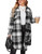 IN'VOLAND Womens Plus Size Plaid Flannel Shirts Casual Lapel Boyfriend Button Down Tartan Long Jacket Shacket Coat Black 28W