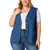 Agnes Orinda Plus Size Jean Vests for Women Waistcoat Button Down V Neck Sleeveless Denim Vest 1X Blue