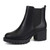 JABASIC Women Chelsea Ankle Boots Low Chunky Heel Platform Elastic Slip-on Booties (8.5,Black)
