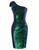 Belle Poque Sequin Homecoming Dress One Shoulder Ruched Cocktail Party Club Sparkly Glitter Dresses Dark Green S