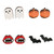 4 Pairs Cute Halloween Ghost Pumpkin Bat Stud Earrings Bulk Vampire Teeth Handmade Wooden Printed for Women Girls Funny Party Festival Costume Jewelry