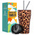 CIVAGO 20 oz Insulated Tumbler with Straw and Lid, Stainless Steel Travel Coffee Mug Cup, Double Wall Vacuum Water Bottle, Leopard
