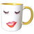 3dRose Eyelashes and Lips, Yellow Mug, 11 oz