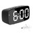 JIANWEI Digital LED Alarm Clock Mirror Clock, Small Desk Clocks with Temperature Display Date Display, Alarm Clock for Heavy Sleepers, for Bedside Bedroom(Black)