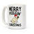 LookHUMAN Merry Puggin' Christmas Pug White 15 Ounce Ceramic Coffee Mug