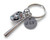 Custom Baseball Keychain with Baseball Mitt & Bat Charm & Stamped Initials Tag; Couples Anniversary Gift